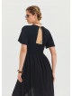 Black Women's Jumpsuit with Flounce Sleeves and Shorts Detail 4490